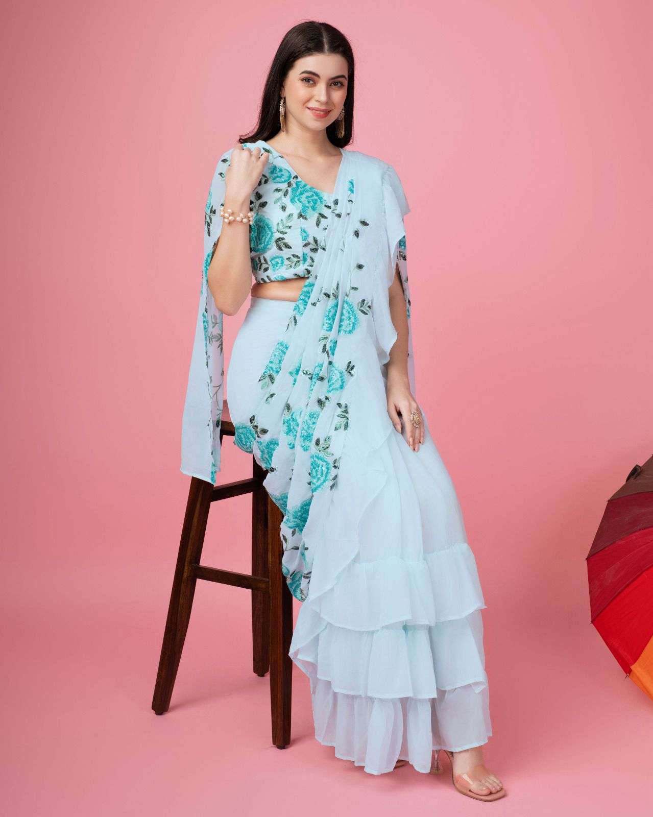 AMOHA DESIGN NO 10940 FLOWER PATTERN EMROIDRES SEQUINS WORK WITH FOGG ...