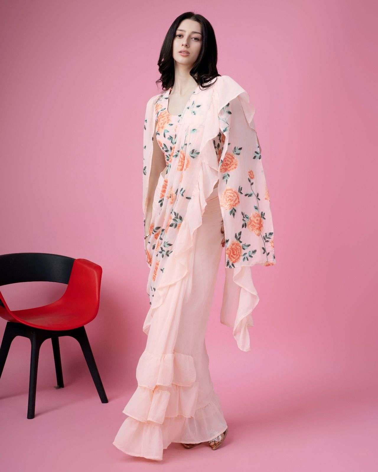AMOHA DESIGN NO 10940 FLOWER PATTERN EMROIDRES SEQUINS WORK WITH FOGG ...