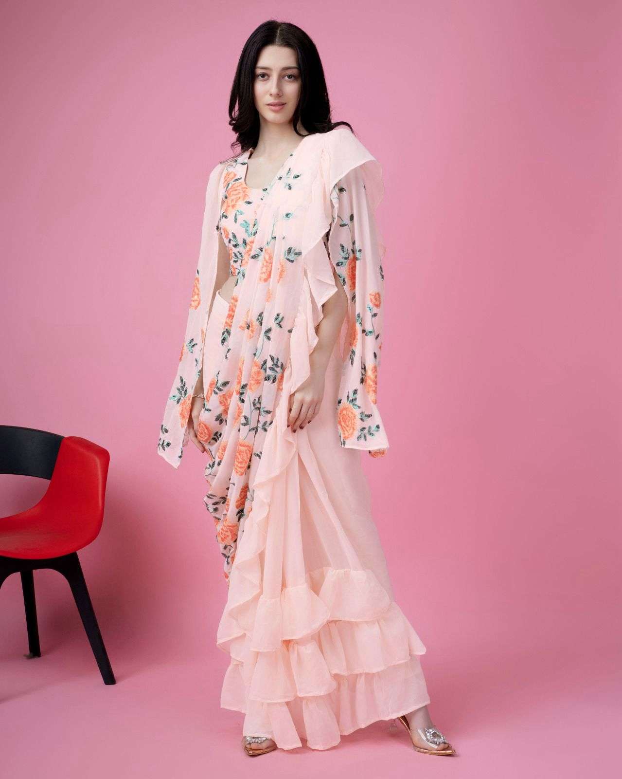 AMOHA DESIGN NO 10940 FLOWER PATTERN EMROIDRES SEQUINS WORK WITH FOGG ...