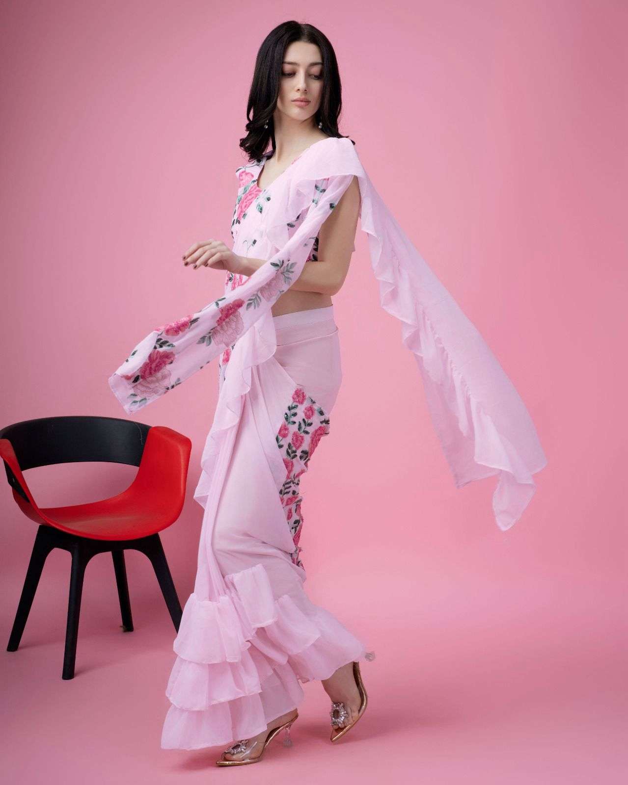 AMOHA DESIGN NO 10940 FLOWER PATTERN EMROIDRES SEQUINS WORK WITH FOGG ...