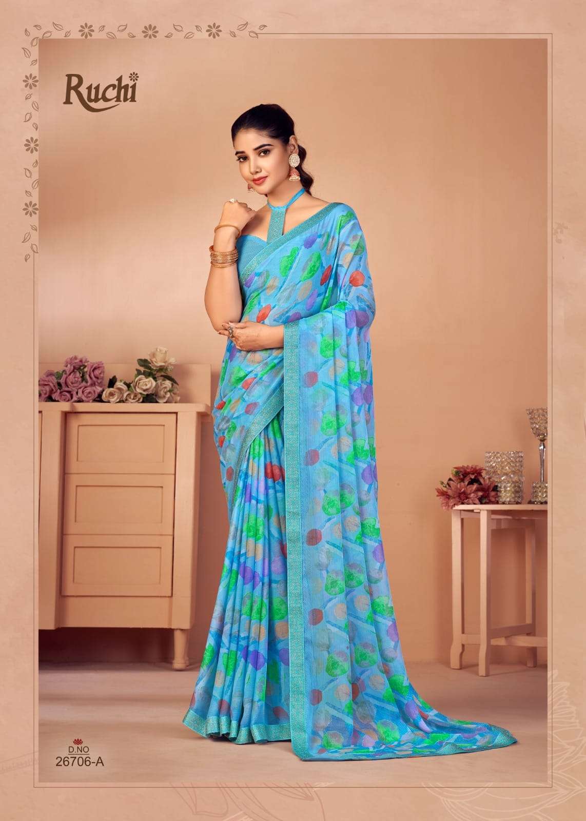 RUCHI SIMAYAA PRESENTS CHIFFON PRINTED COLORFUL WOMEN SAREE COLLECTION