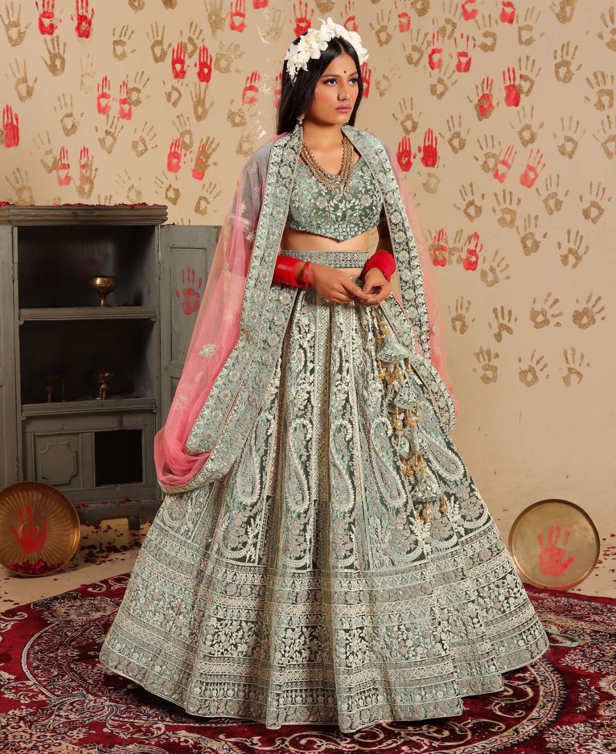 Bridal Wear Wedding Exclusive Light Pink Lehenga at Rs 25999 in Surat