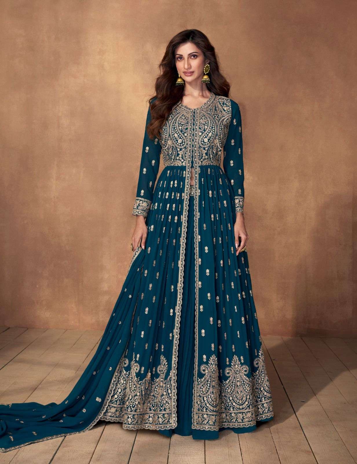 AASHIRWAD MADHUBALA REAL GEORGETTE FREE SIZE STITCH ANARKALI SUIT