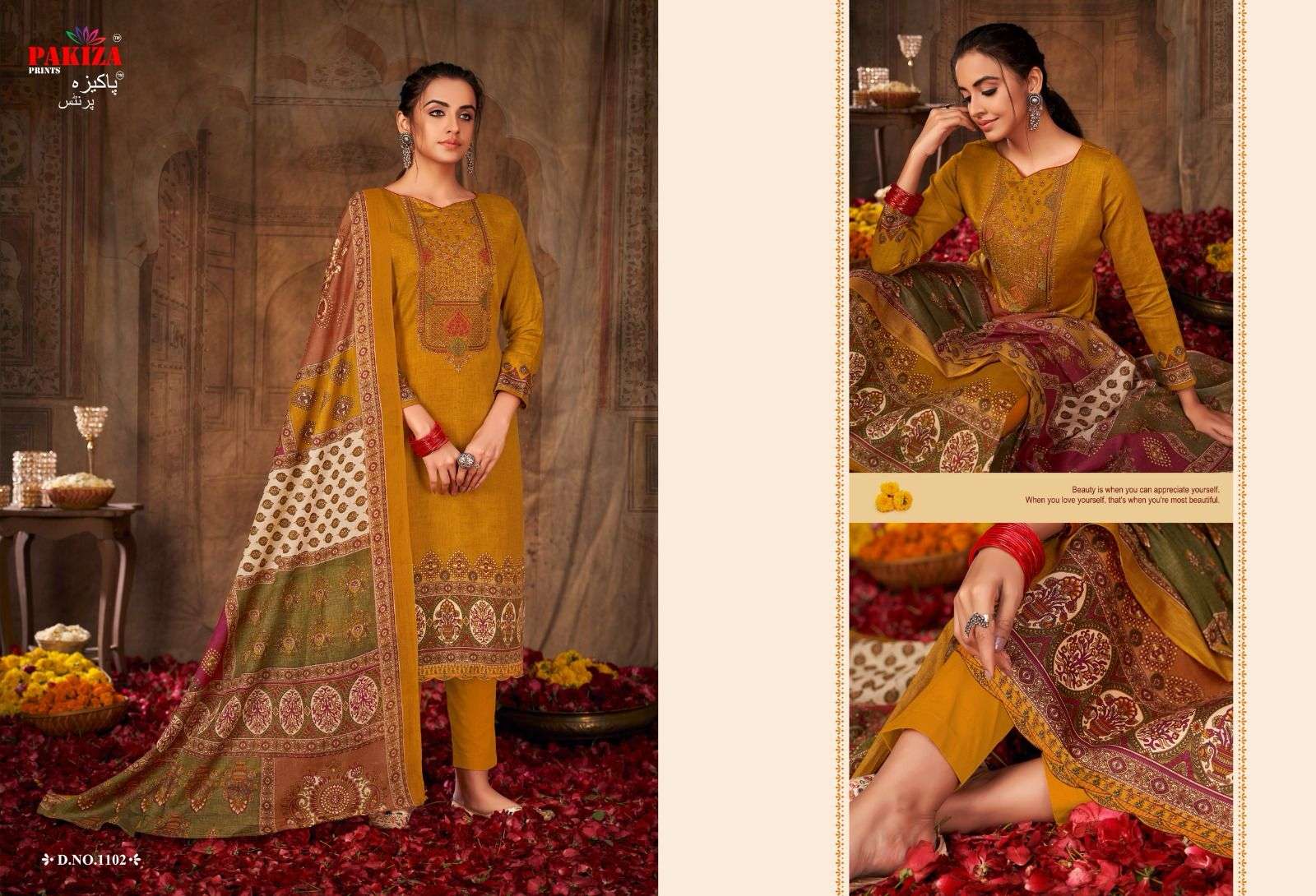 PAKIZA PRINTS VOL-11 Jam Satin with Heavy Kashmiri Neck Embroidered Suit