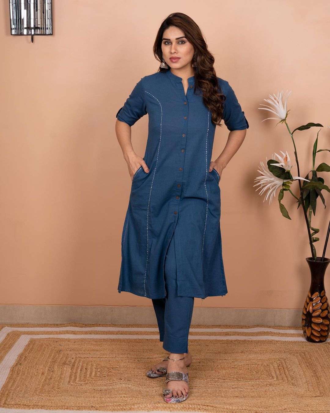3424 Cotton slub kurtis in beautiful colors