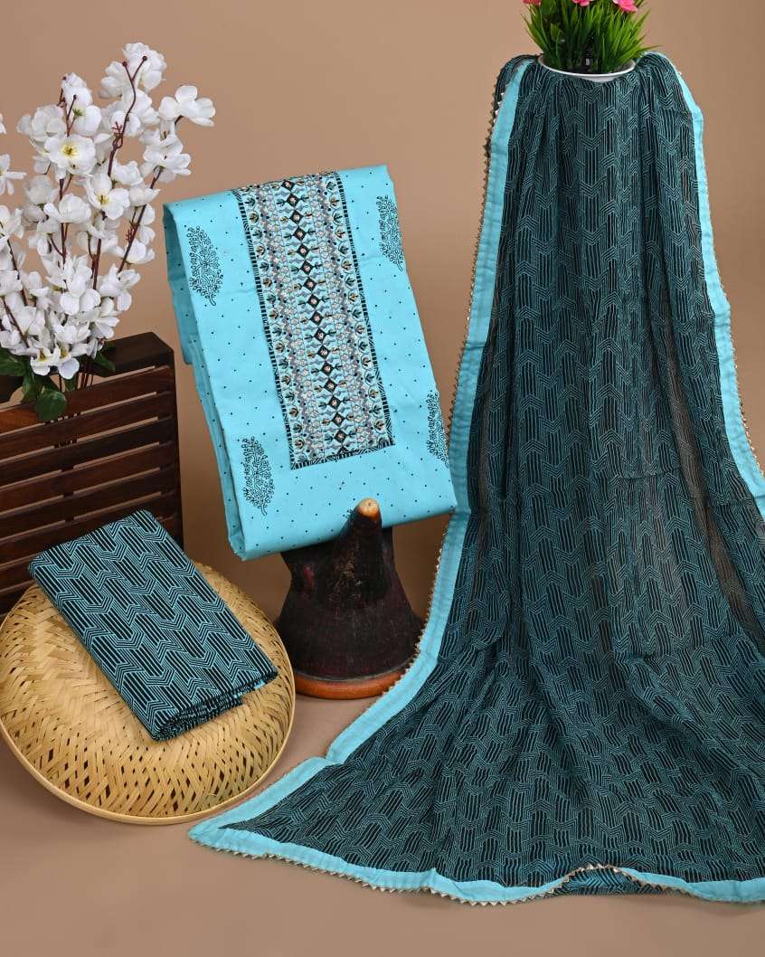 Designer zari gotapatti work Cotton Suit with chiffon dupatta(WAGP82) main image 0