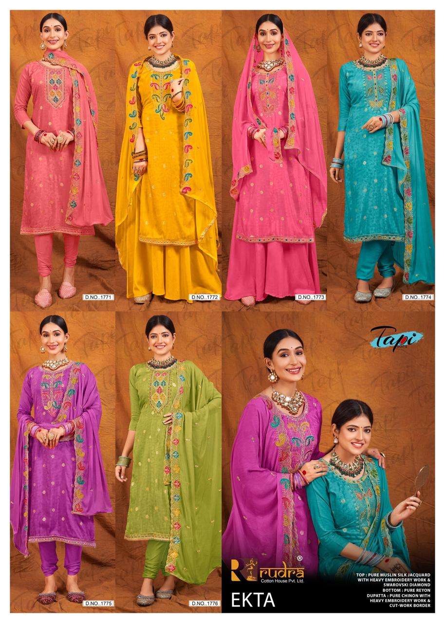 RFSS903 - Muslin Silk Bandhini Print asymmetrical Kurta with heavy Embroidery. Comes with Muslin silk Sharara
