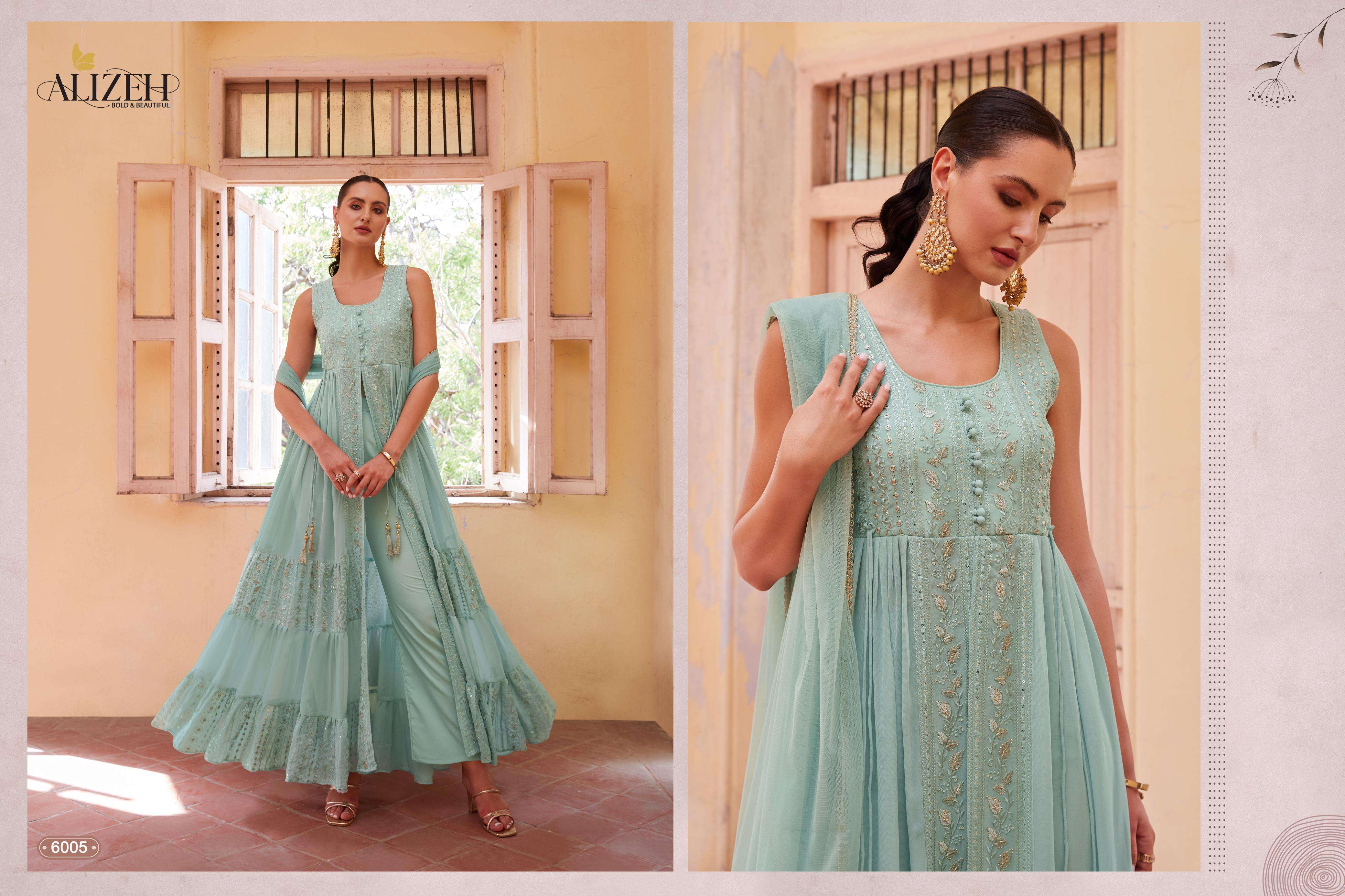 alizeh 6439 6001 to 6005 traditional Indian Western style anarkali suit