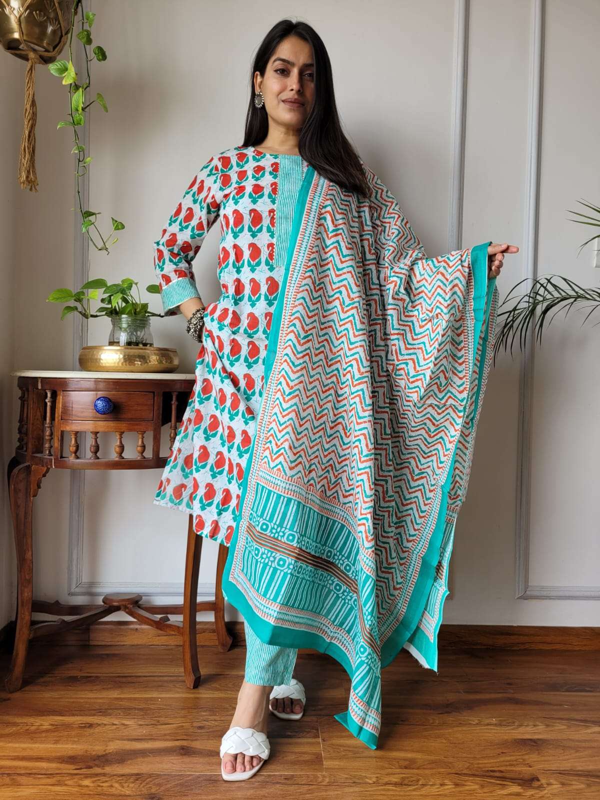 Shri Balaji Emporium 6732A Pure Cotton Hand Block Printed Suit