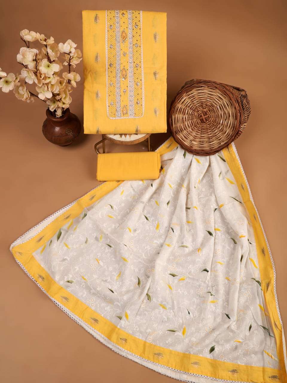 Shri Balaji Emporium 6769 Muslin Suit with Dola Silk Heavy Work Dupatta