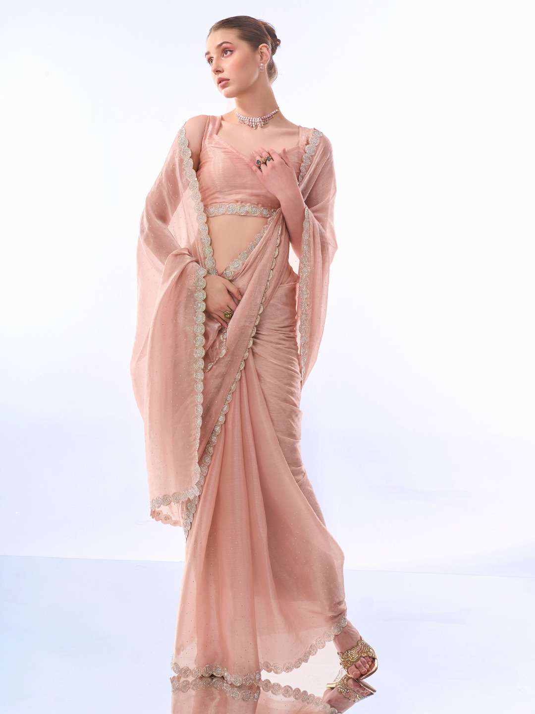 Fancy Work Shri Balaji Emporium 8477 OP-516 Diamond & Lace Work Designer Fancy Saree