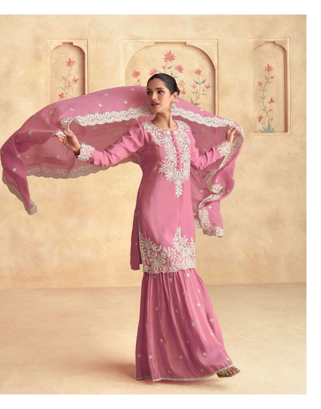 Simar Robe AASHIRWAD SIMAR READY MADE SIMAR SILK SUIT WITH EMBROIDERY WORK