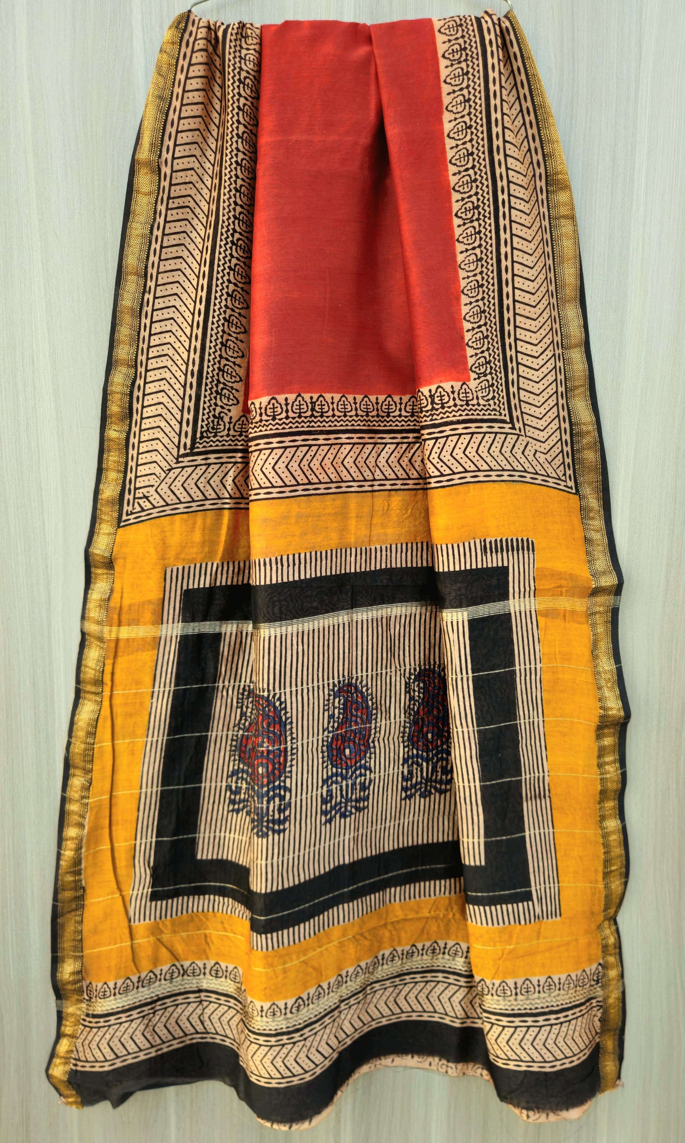 Shri Balaji Emporium 9980 Maheshwari Silk Hand Block Printed Handloom ...