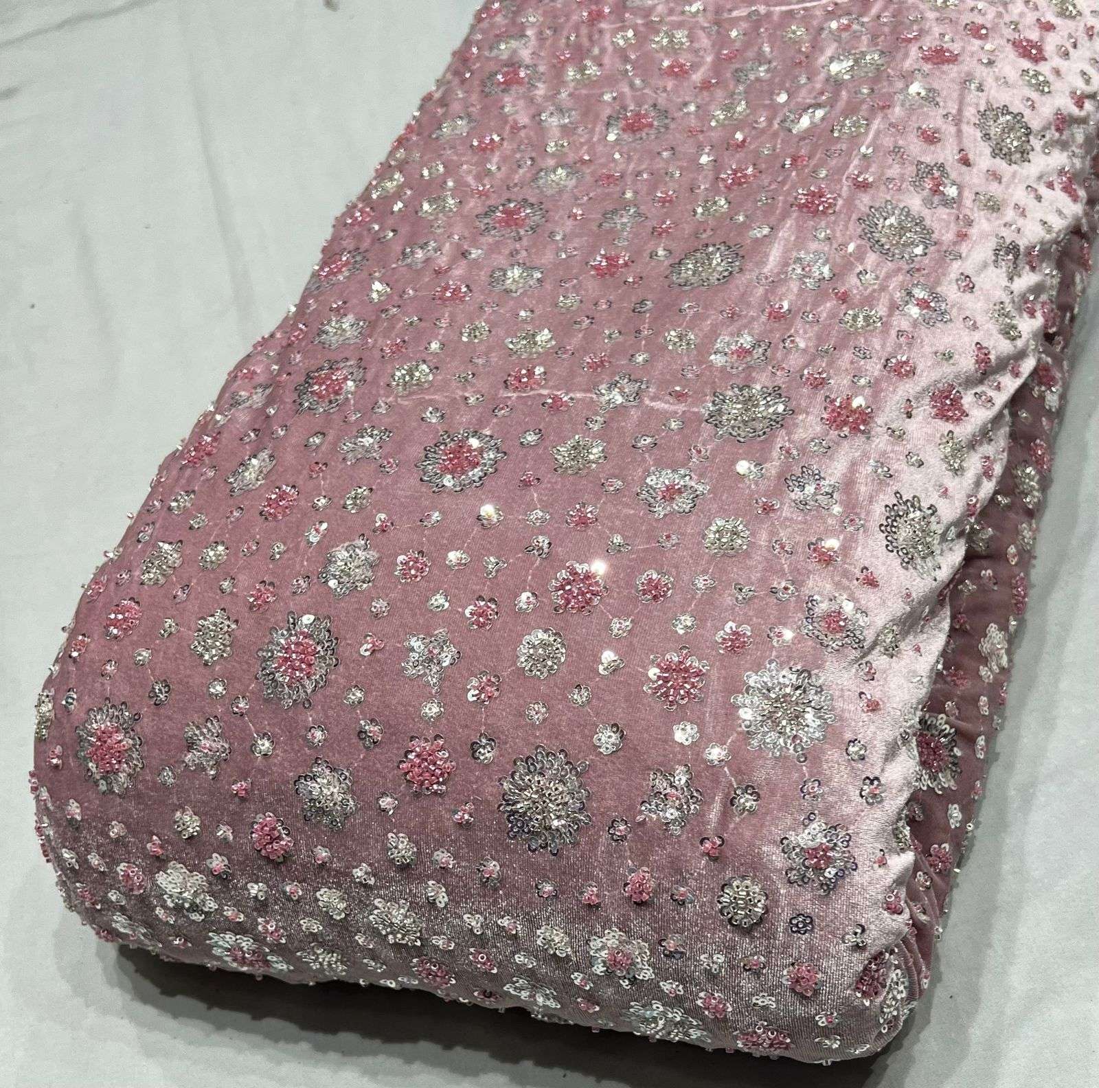 Shri Balaji Emporium A164 Imported Velvet Cutdana & Handwork Fabric
