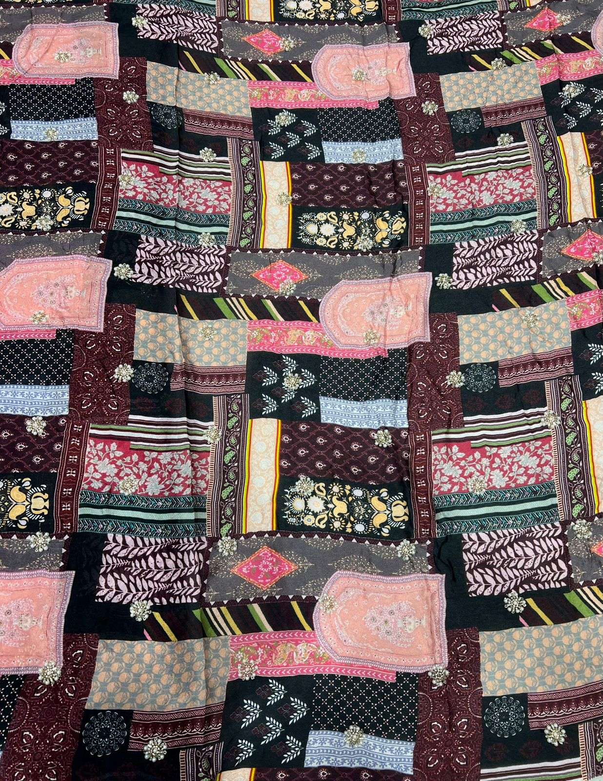 Shri Balaji Emporium A228 Pure Chinon Handwork Designer Fabric