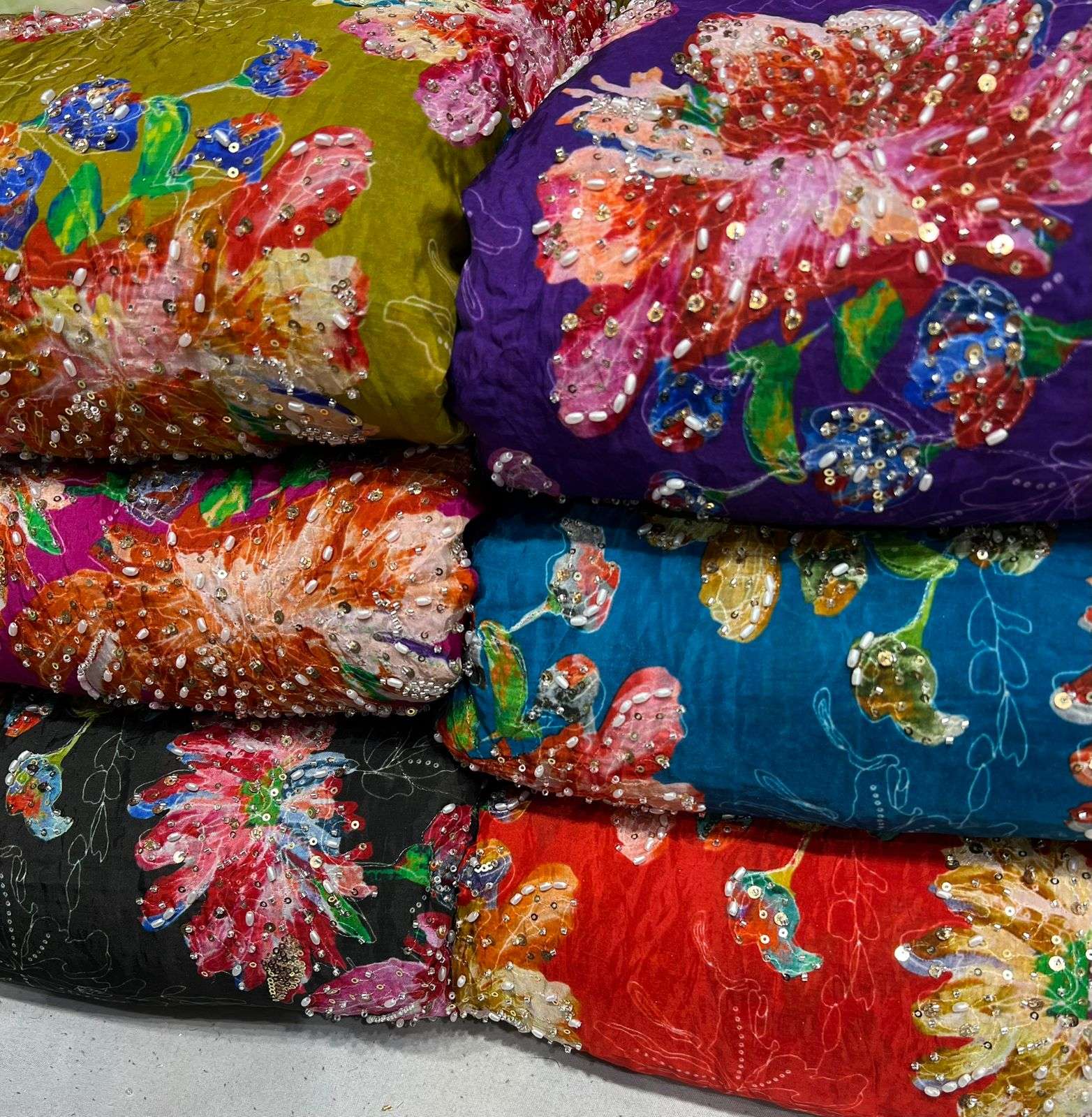 Shri Balaji Emporium A329 Cutdana Handwork Organza Tissue Designer Fabric