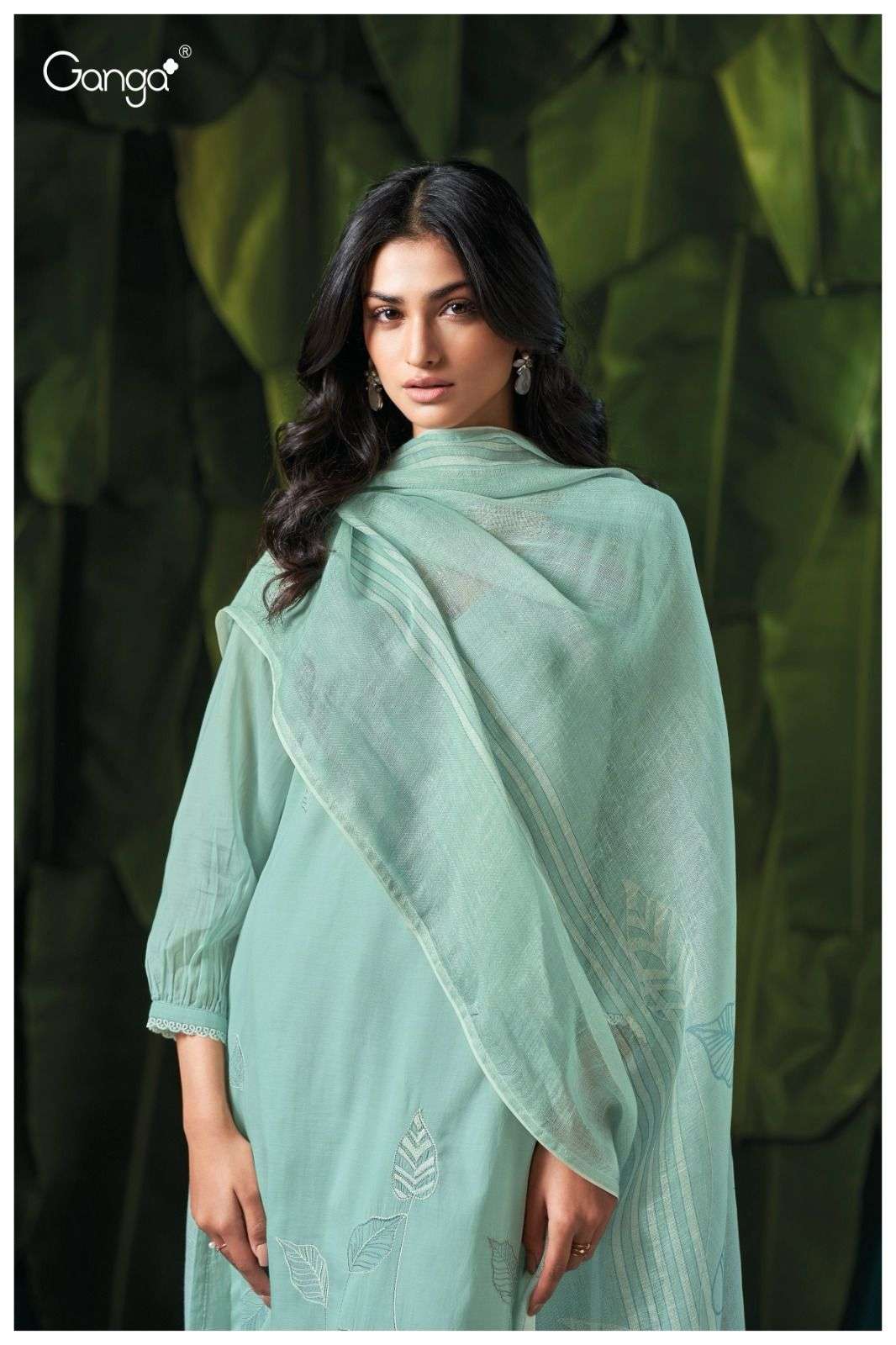 GANGA ANAIS S3373 PREMIUM PURE MAL SOLID COLOR SUIT WITH EMBROIDERY WORK