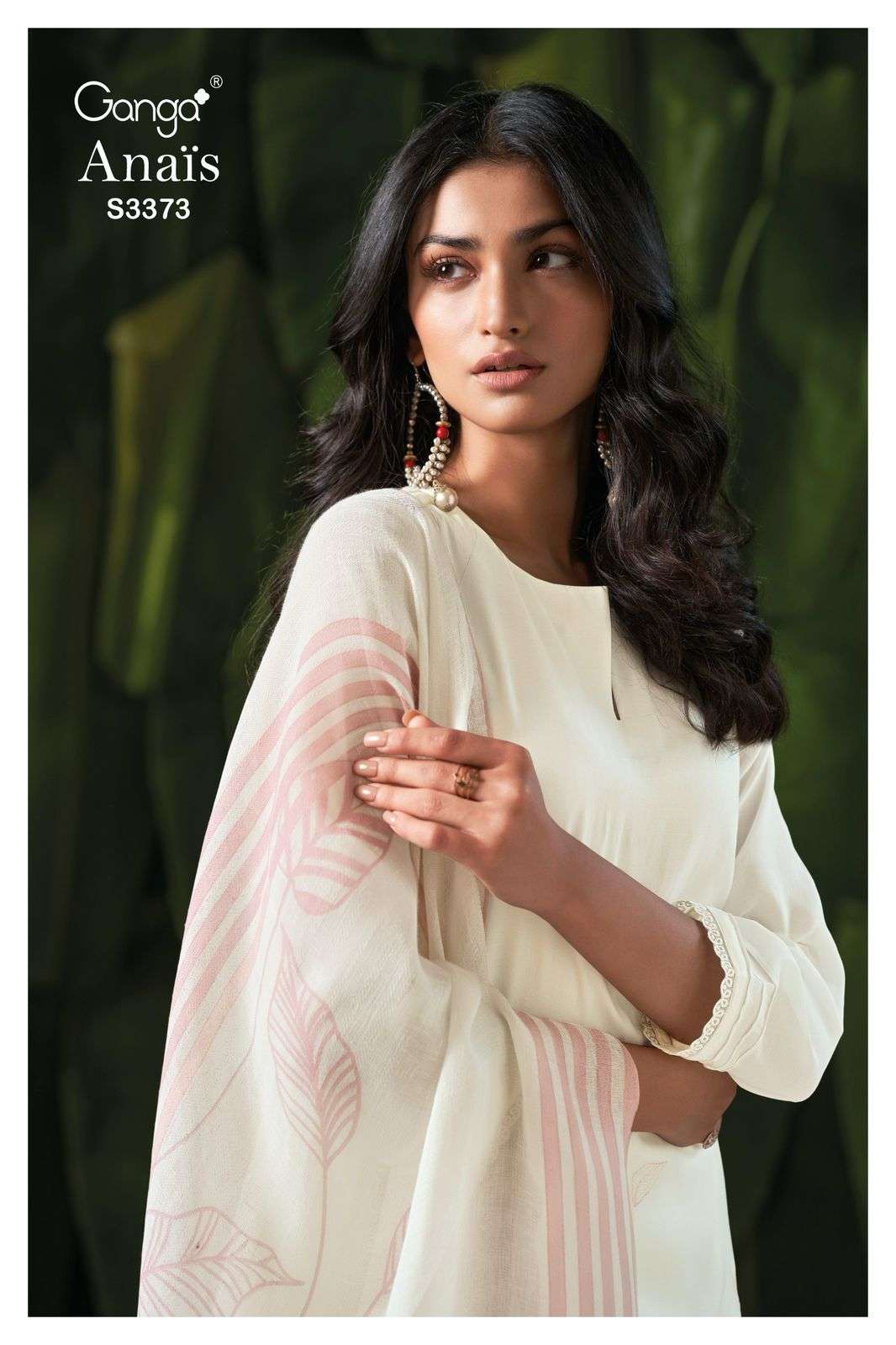 GANGA ANAIS S3373 PREMIUM PURE MAL SOLID COLOR SUIT WITH EMBROIDERY WORK