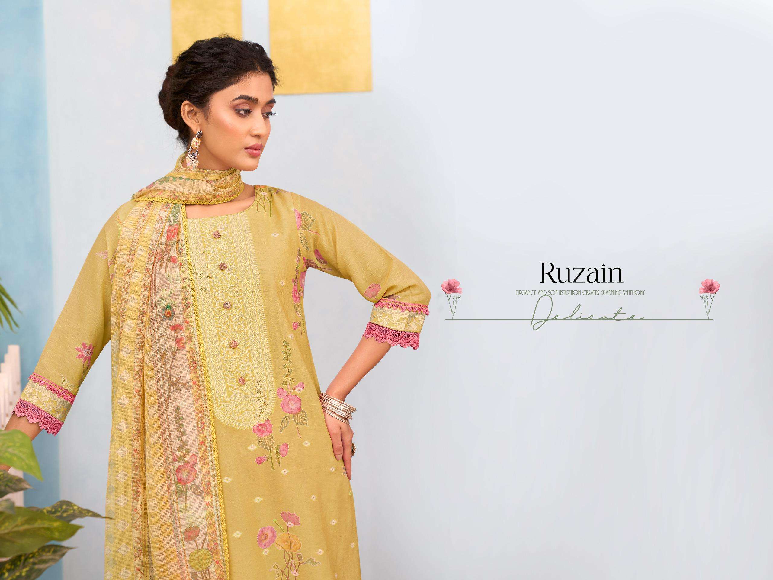 JAY VIJAY Ruzain 3289 PURE LILEN JACQUARD DIGITAL PRINTED SALWAR SUIT