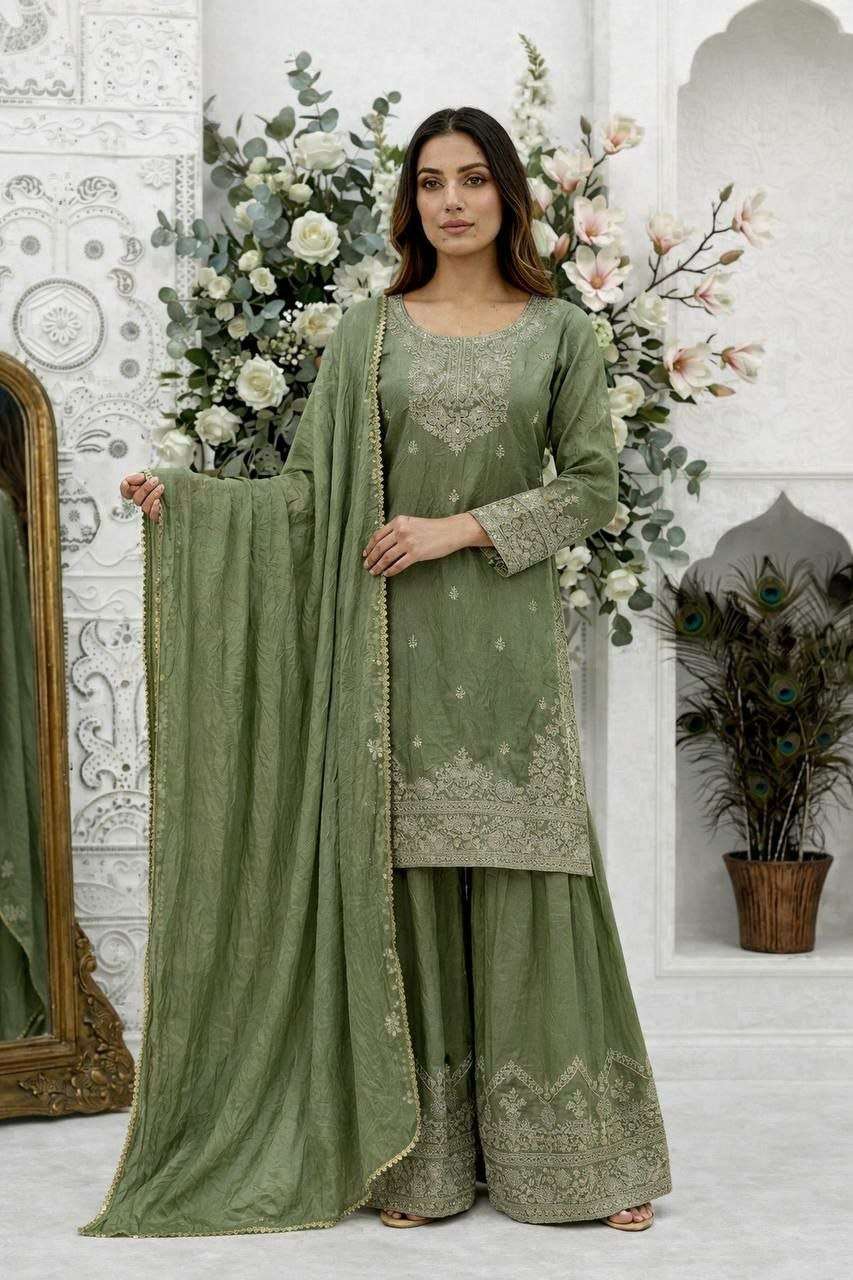Shri Balaji Emporium 21856 Ready to wear Fendi silk suit with beautiful ...